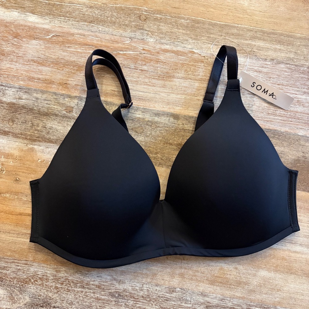 Soma Vanishing 360 Wireless Bra Black 36B Tagless Comfortable 570306114 NWT